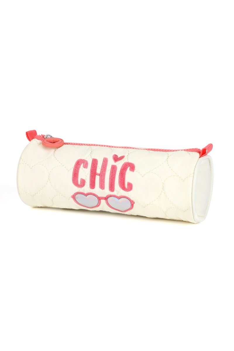 Chic Cream Lightweight Heart Quilted Trolley Backpack Set with Lunch Box & Pencil Case – Stylish, Durable, Holographic Heart Sunglasses Design, Cute & Functional School Bag for Kids, Girls - Image 3