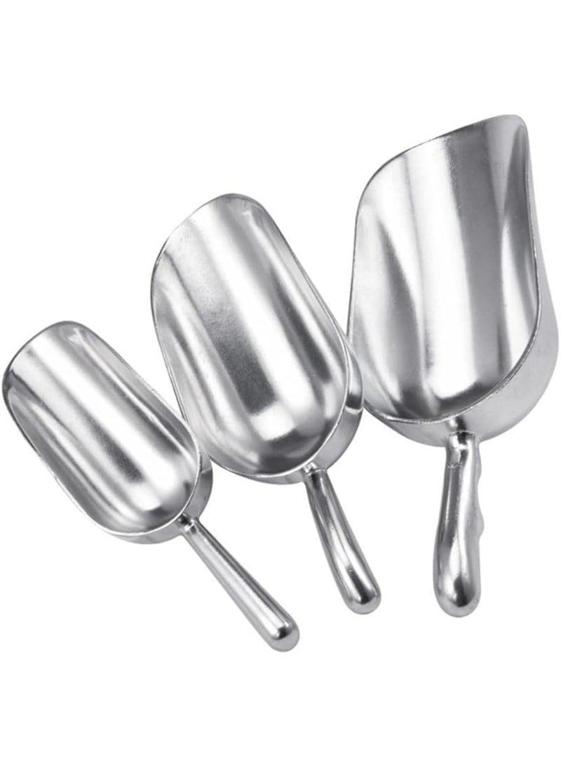 Luckam 3-Pcs Cast Aluminum Utility Scoop, Round Bottom Utility Scoops for Ice, Flour & Bulk Ingredients, Kitchen Scoops for Restaurants, Bakeries & Home Use, Include Three Size (Silver) - Image 1