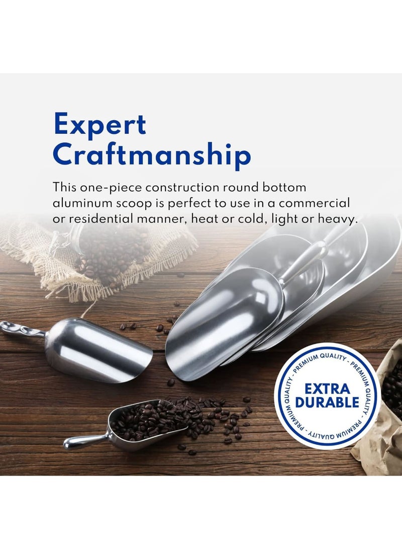 Luckam 3-Pcs Cast Aluminum Utility Scoop, Round Bottom Utility Scoops for Ice, Flour & Bulk Ingredients, Kitchen Scoops for Restaurants, Bakeries & Home Use, Include Three Size (Silver) - Image 5