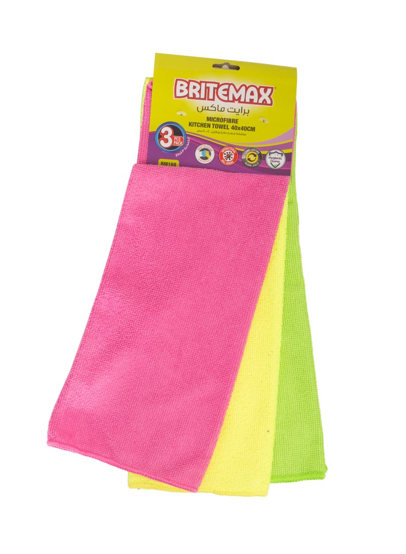 Homeway BM168 BriteMax Microfiber 3-Pack Kitchen Towel – Absorbent and Durable 