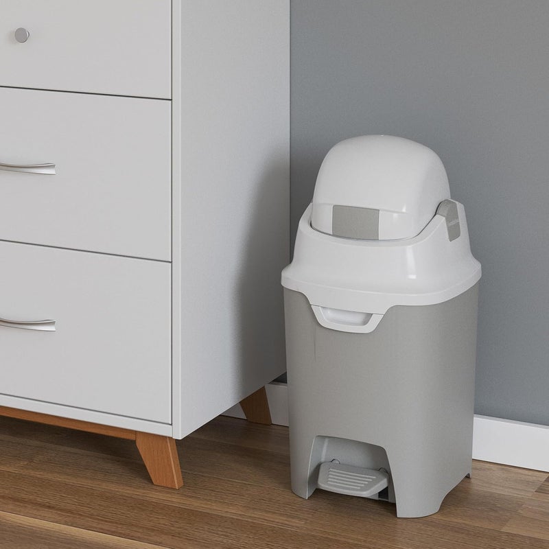 Foundations Mini HandsFree Diaper Pail with Airtight Lid  Durable  Odorless Diaper Disposal Large Capacity Holds up to 30 Newborn Diapers Refill with Any Bags  Gray - Image 2