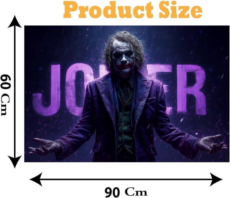 اي ار اس لوحة جدارية قماشية لشخصية الجوكر من ARS®، مقاس 60×90 سم - ملصق مؤطر للمنزل والمكتب وغرفة النوم - ديكور فن البوب ​​الحديث - Image 2