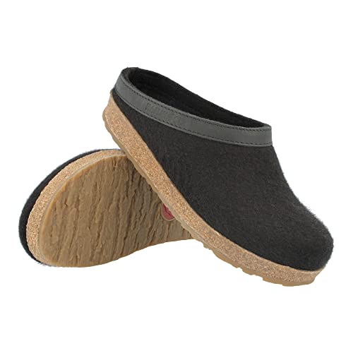 HAFLINGER Unisex GZL Leather Trimmed Wool Clogs, Black, 39EU - Image 2