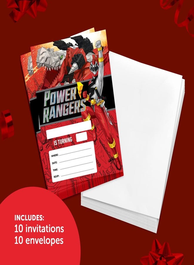 ديزرت كاكتوس بطاقات دعوة عيد ميلاد سعيد بتصميم صبار الصحراء من باور رينجرز، 10 بطاقات مع أظرف، لحفلات الأولاد والبنات والأطفال (النمط الأول) - Image 2