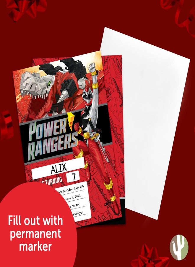 ديزرت كاكتوس بطاقات دعوة عيد ميلاد سعيد بتصميم صبار الصحراء من باور رينجرز، 10 بطاقات مع أظرف، لحفلات الأولاد والبنات والأطفال (النمط الأول) - Image 5