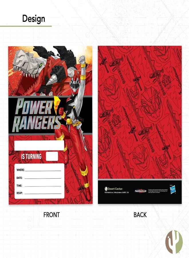 ديزرت كاكتوس بطاقات دعوة عيد ميلاد سعيد بتصميم صبار الصحراء من باور رينجرز، 10 بطاقات مع أظرف، لحفلات الأولاد والبنات والأطفال (النمط الأول) - Image 4
