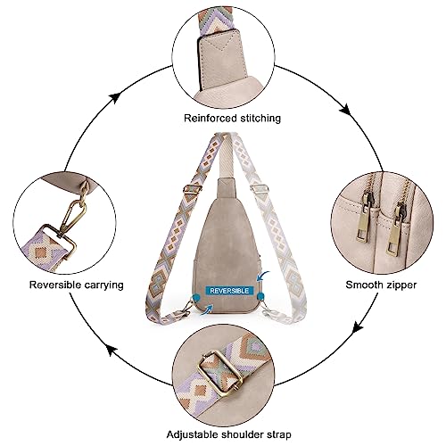 CLUCI Sling Bag Crossbody Bag for Woman Leather Cross Body Bag Sling Backpack CrossBody Backpack Casual Daypack for Travel Hiking Grey - Image 5