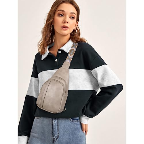 CLUCI Sling Bag Crossbody Bag for Woman Leather Cross Body Bag Sling Backpack CrossBody Backpack Casual Daypack for Travel Hiking Grey - Image 2