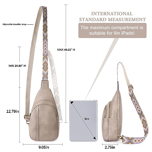 CLUCI Sling Bag Crossbody Bag for Woman Leather Cross Body Bag Sling Backpack CrossBody Backpack Casual Daypack for Travel Hiking Grey - Image 4