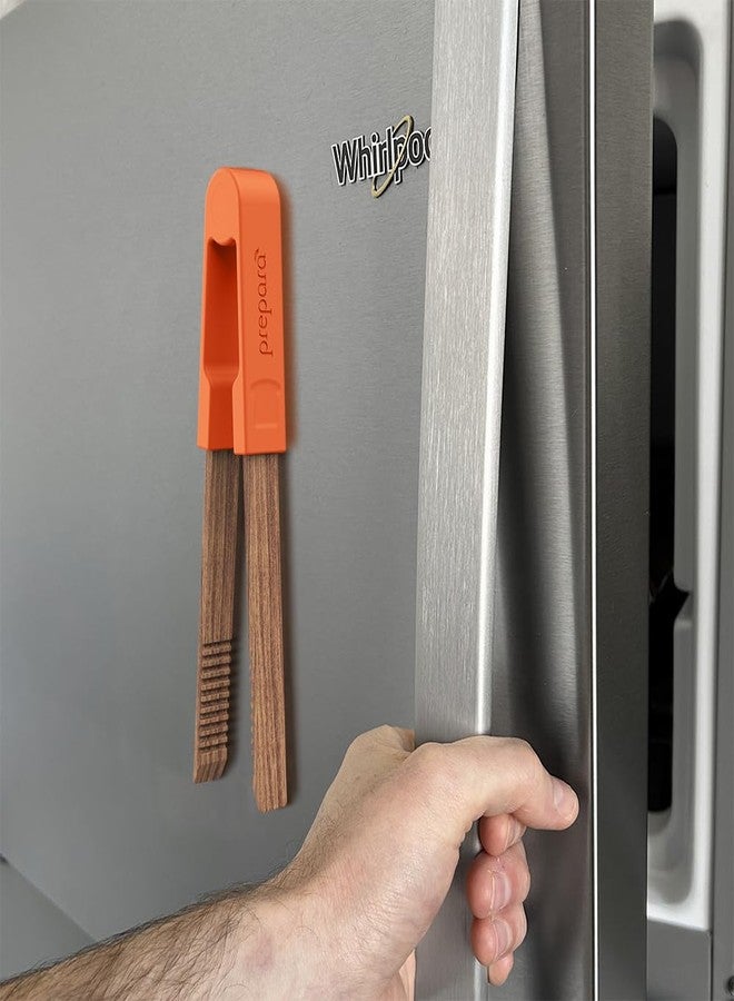 Prepara Toaster Tongs, 8 Inch, Wood/Orange - Image 3
