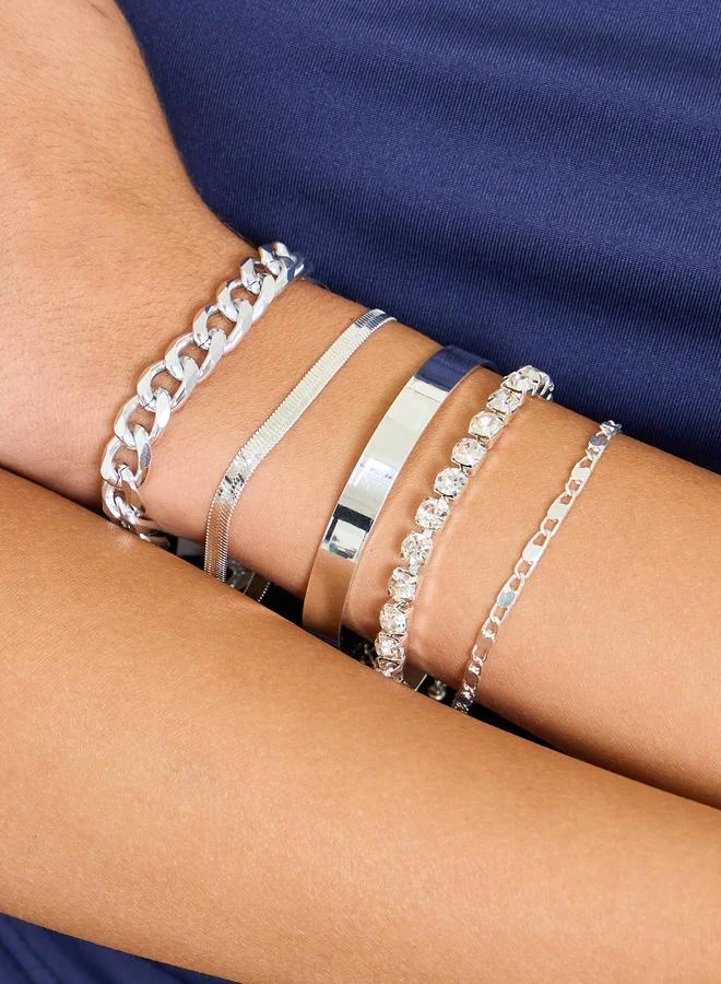 Styli Pack of 5 - Silver Tone Link Bracelets