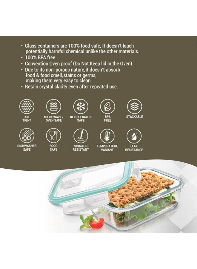 Treo by Milton Hi Borosilicate Clip Fresh Rectangular Container, 1000 ml, 1 Piece, Transparent (CGWFFGF081ASSR0018) (Glass) - Image 3