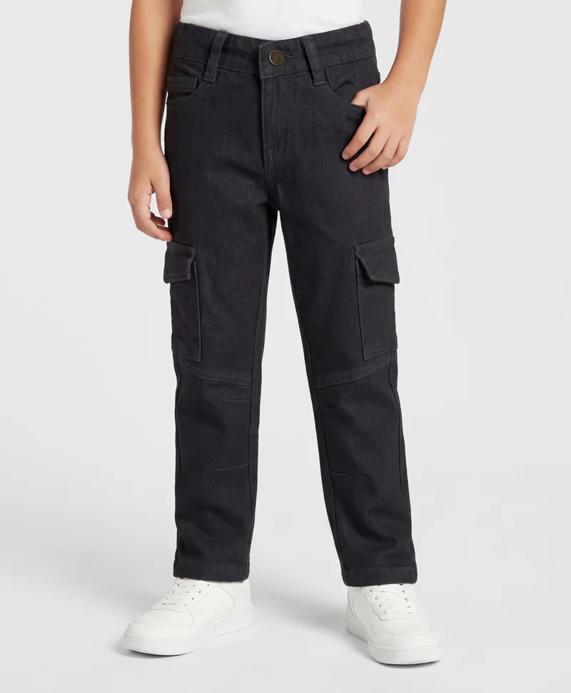 Pine Kids Pine Kids Woven Full Length Washed Denim Jeans - Black
