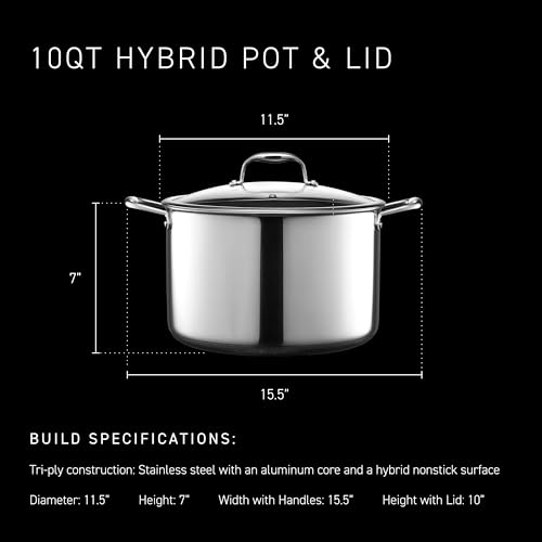 HexClad Hybrid Nonstick 10-Quart Stockpot with Tempered Glass Lid, Stay-Cool Handles, Dishwasher-Friendly, Oven-Safe Up to 900°F, Induction Ready, Compatible with All Cooktops - Image 3