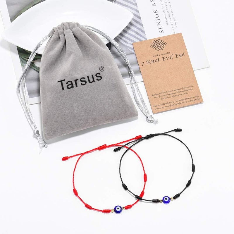 Tarsus (الإصدار 3) سوار الحظ 7 عقدة عين الشر قابل للتعديل خيط أحمر تميمة للنساء والرجال - Image 5