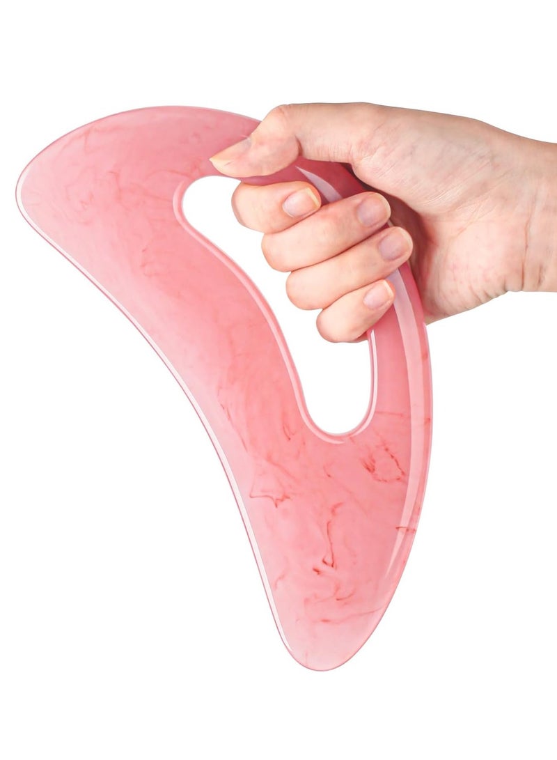 Loquat Gua Sha Massage Tool with Handle (Resin) Larger Guasha Scraping Tool for Back Neck Face Leg Massage, Lymphatic Drainage, Cellulite Remove - Large - Image 1