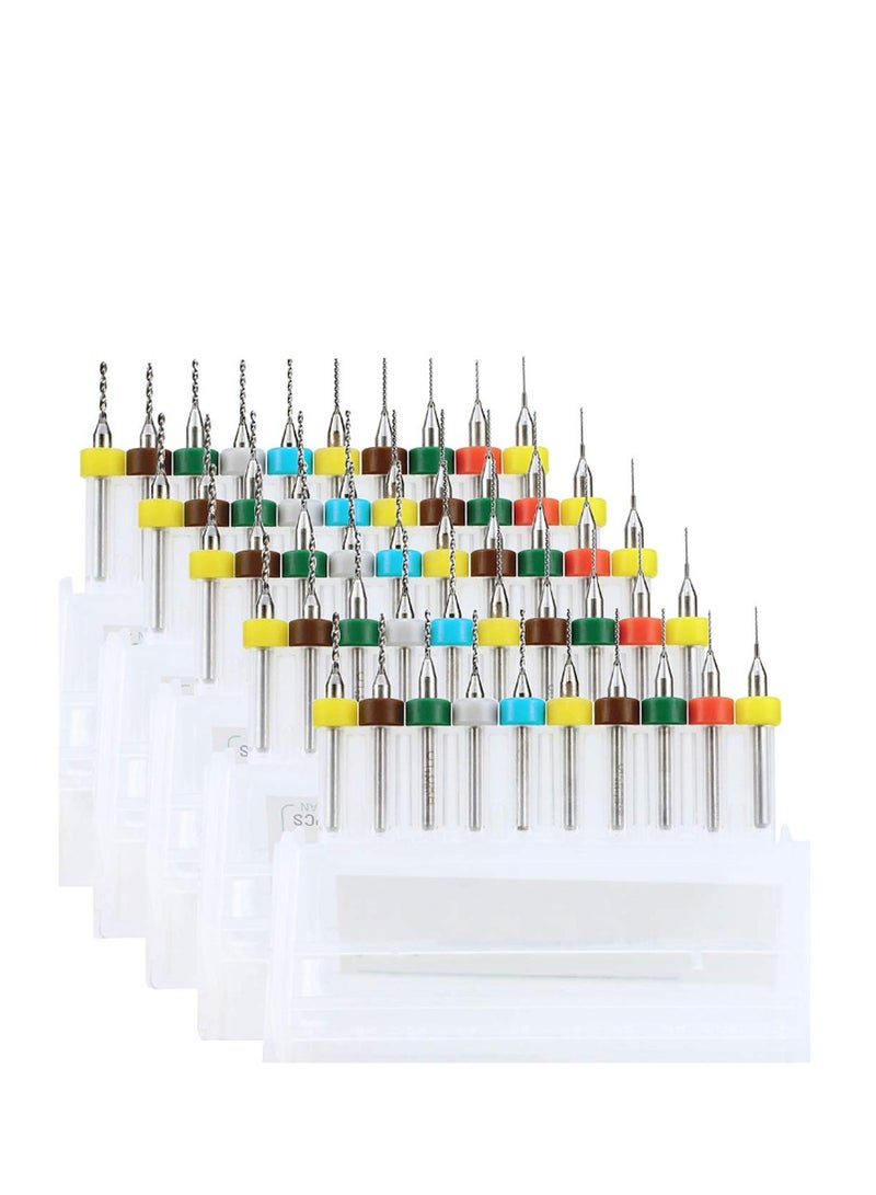 Yakumuz 50pcs PCB Drill Bits Set Yakumuz Spiral Flute Carbide 0.3mm-1.2mm for Print Circuit Board Stone Dremel Jewelry CNC Engraving (5PCS Each) - Image 1