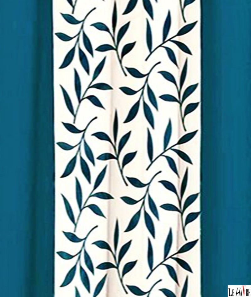 Milan Polyresin Floral Window Curtain, Long Window 6 Feet, Light Blue, Pack of 2 - Image 3