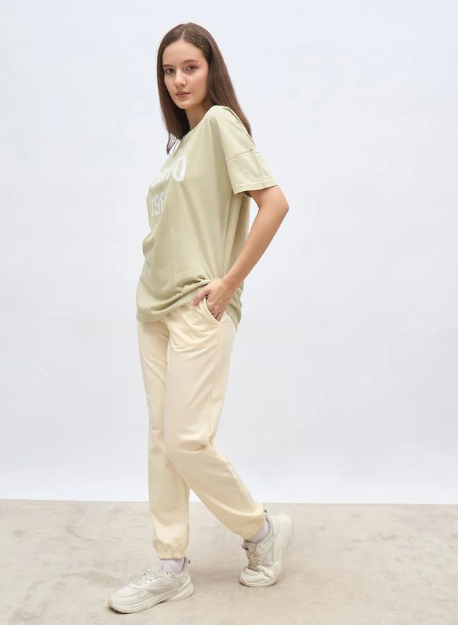 Styli Styli Oversized Graphic T-Shirt and Cuffed Joggers Set