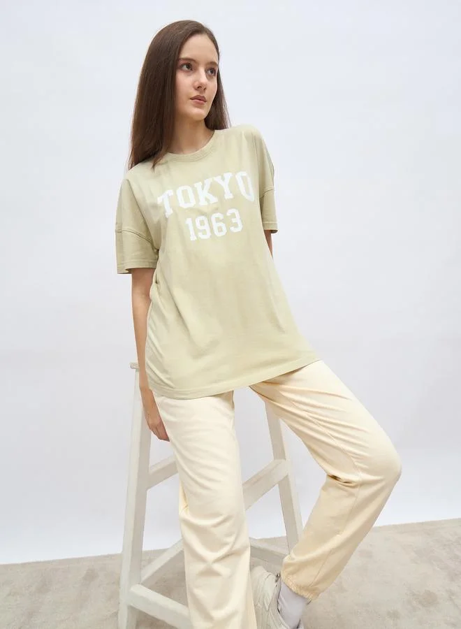 Styli Styli Oversized Graphic T-Shirt and Cuffed Joggers Set