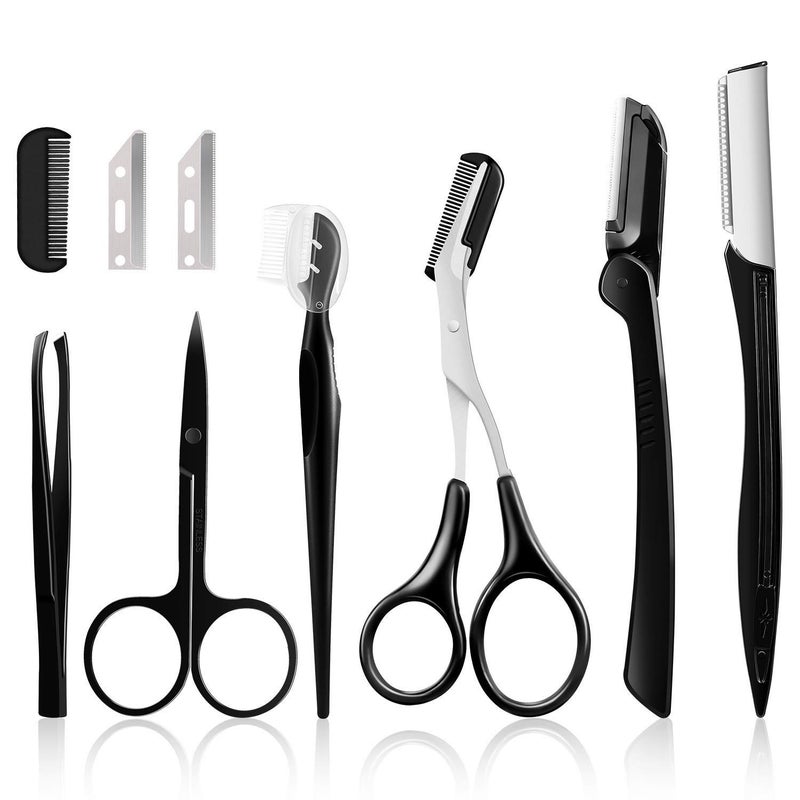 Eyebrow Kit Multipurpose Exfoliating Dermaplaning Tool Face kits for Women Girl Eyebrow Grooming Set 9 in 1
