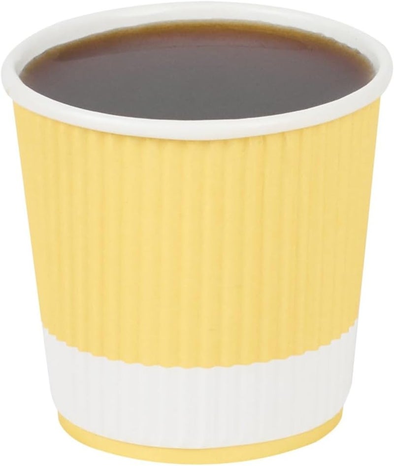 Restaurantware -4 Ounce Paper Coffee Cups, 25 Ripple Wall Disposable Paper Cups - Leakproof, Recyclable, Light Yellow Paper Hot Cups, Insulated, Matching Lids Sold Separately - Image 1