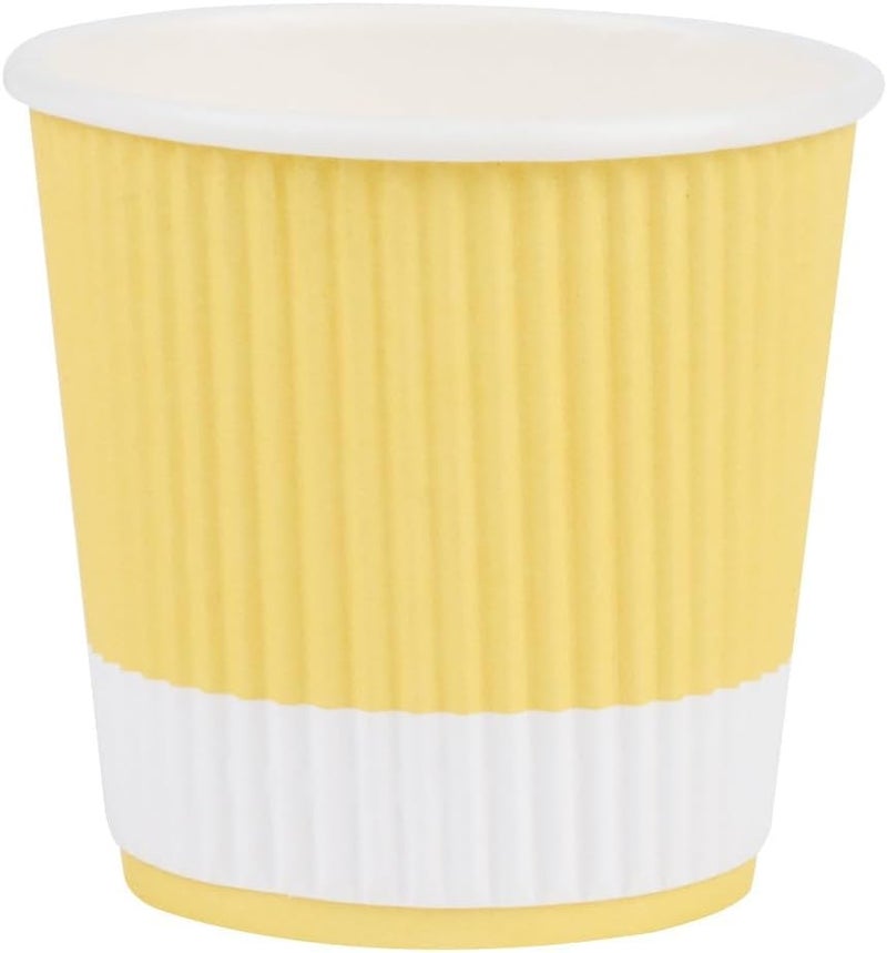 Restaurantware -4 Ounce Paper Coffee Cups, 25 Ripple Wall Disposable Paper Cups - Leakproof, Recyclable, Light Yellow Paper Hot Cups, Insulated, Matching Lids Sold Separately - Image 2