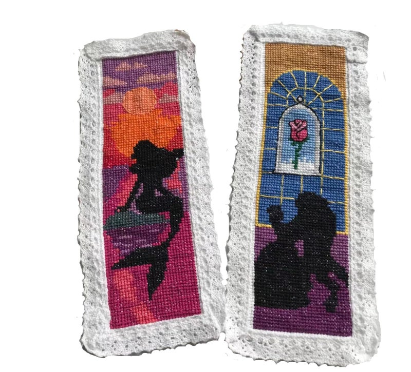 Max Stitch 12 Pieces Princess DIY Cotton Cross Stitch BookmarkCotton Edged Book Mark Classical Fairy Princess Counted Cross Stitch kit - Image 2