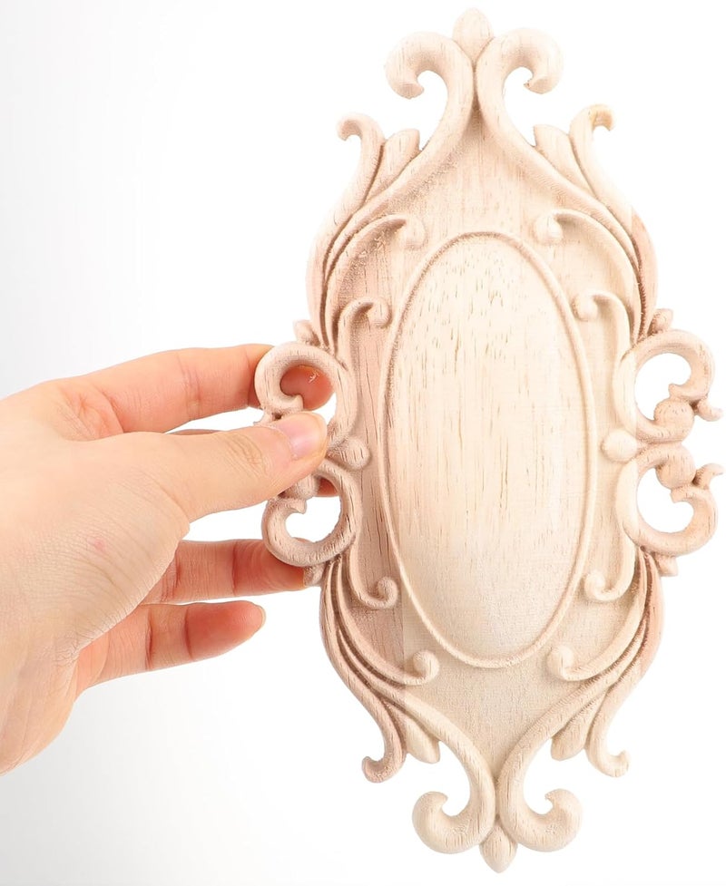 Wood Carved Door Applique 20x11cm Unpainted Wooden Embellishment for Cabinet Furniture DIY Bed Door Decor - Image 4