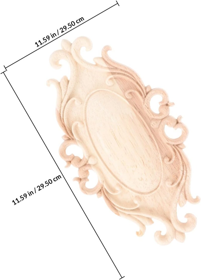 Wood Carved Door Applique 20x11cm Unpainted Wooden Embellishment for Cabinet Furniture DIY Bed Door Decor - Image 2