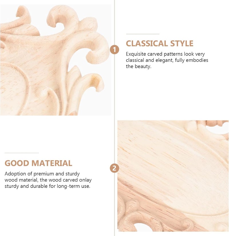 Wood Carved Door Applique 20x11cm Unpainted Wooden Embellishment for Cabinet Furniture DIY Bed Door Decor - Image 3