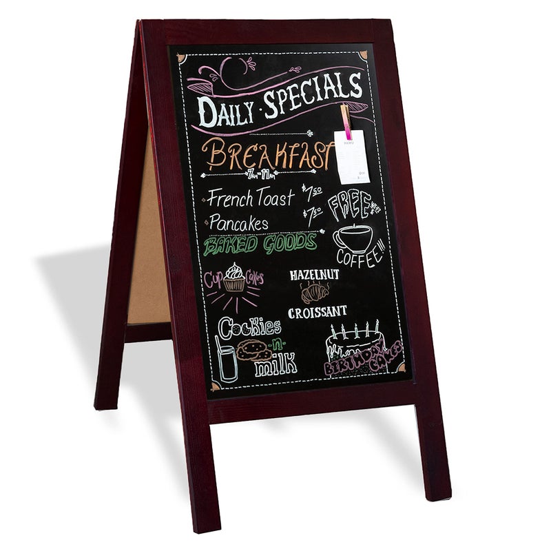 Ilyapa Wooden AFrame Sign with Eraser Chalk 40 x 20 Inches Magnetic Sidewalk Chalkboard Stained Wood Menu for Restaurant Business or Wedding