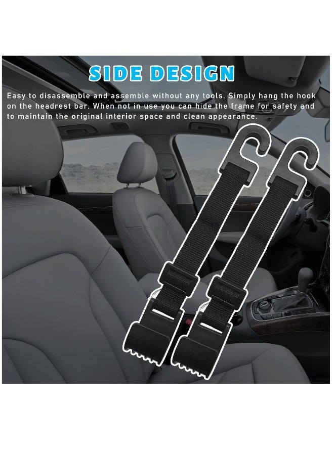 2 PCS Car Seat Headrest Hooks, Adjustable Hanging Storage Organizer for Auto Back Seat, Universal Vehicle Interior Purse Bags Hanger Accessories for Umbrella Handbag Coat - Image 5