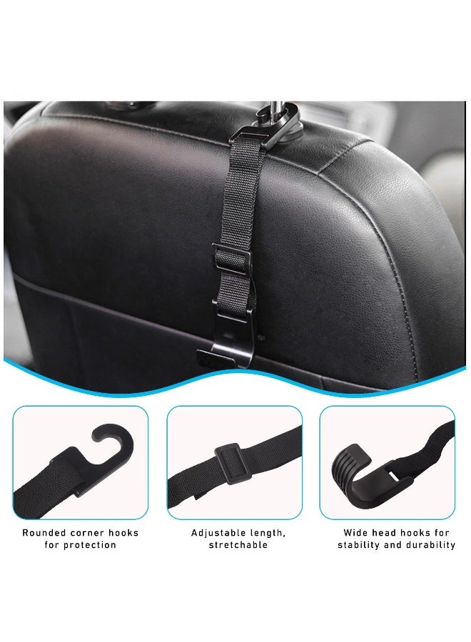 2 PCS Car Seat Headrest Hooks, Adjustable Hanging Storage Organizer for Auto Back Seat, Universal Vehicle Interior Purse Bags Hanger Accessories for Umbrella Handbag Coat - Image 3