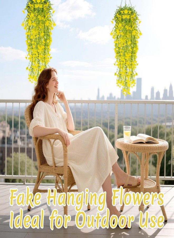Rainflow زهور رينفلو الاصطناعية المعلقة لعيد الشكر، أغصان ياسمين شتوية صفراء مزيفة، زهور برية صغيرة لتزيين الجدران والرفوف وغرف المعيشة والشرفات والحدائق وحفلات الزفاف والباحات الداخلية والخارجية - Image 4