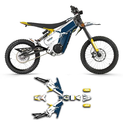 Kungfu Graphics Decal Kit for Talaria Dirt Bike X3 XXX (with Front Number Plate Graphic) Blue White Yellow, TLX3MX523N001-KR - Image 1