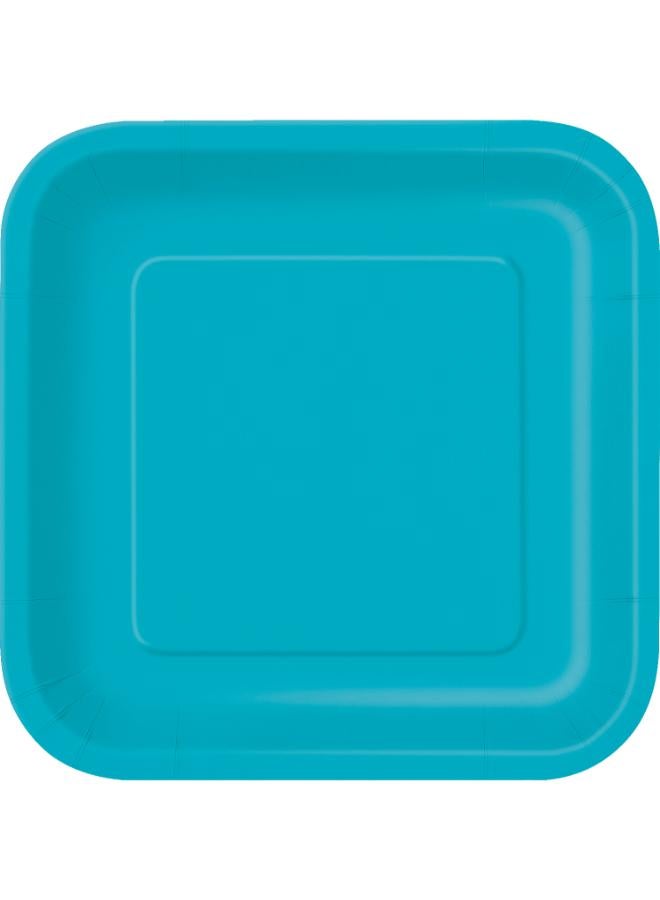 Unique Caribbean Teal Square Plate 7" - Image 1
