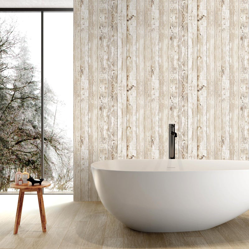 Decoroom Wood Wallpaper Peel and Stick, Shiplap Self Adhesive Contact Paper for Cabinets and Drawers, Removable Wood Grain Wall Paper Easy to Clean 17.7"Ã—118" - Image 3