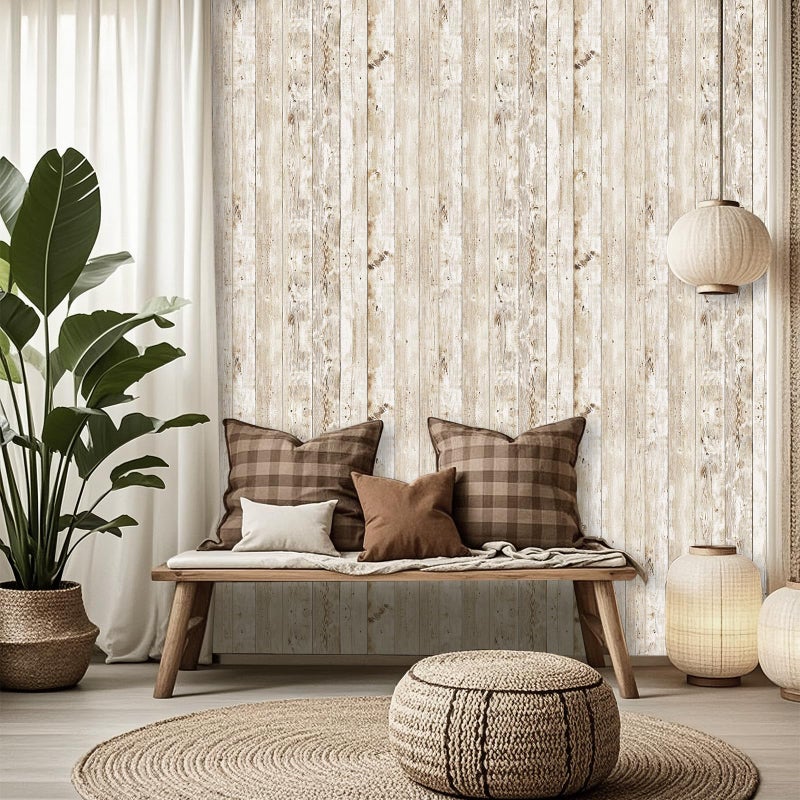 Decoroom Wood Wallpaper Peel and Stick, Shiplap Self Adhesive Contact Paper for Cabinets and Drawers, Removable Wood Grain Wall Paper Easy to Clean 17.7"Ã—118" - Image 2
