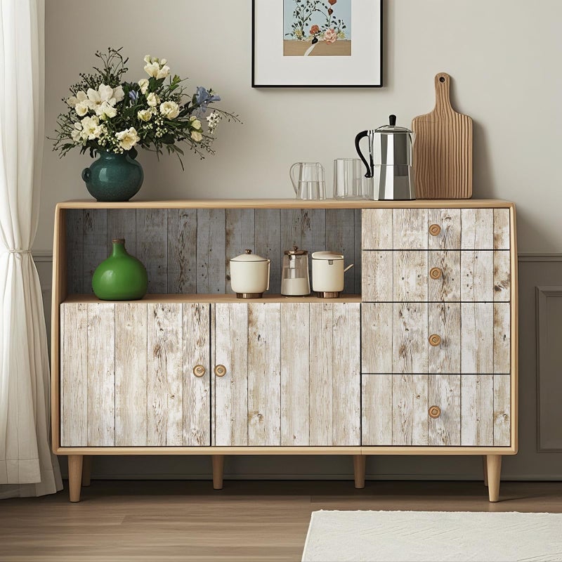 Decoroom Wood Wallpaper Peel and Stick, Shiplap Self Adhesive Contact Paper for Cabinets and Drawers, Removable Wood Grain Wall Paper Easy to Clean 17.7"Ã—118" - Image 5