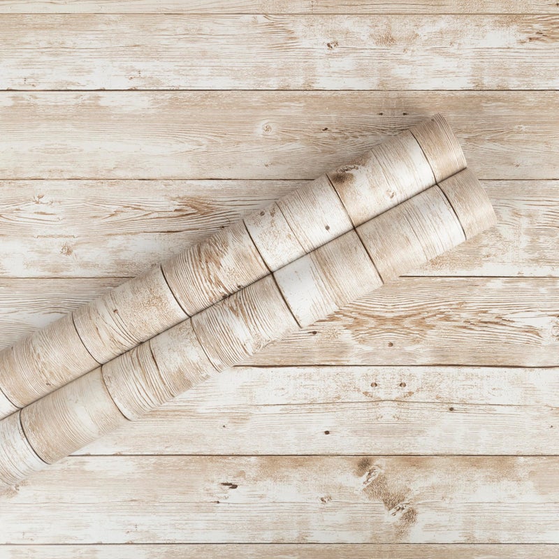 Decoroom Wood Wallpaper Peel and Stick, Shiplap Self Adhesive Contact Paper for Cabinets and Drawers, Removable Wood Grain Wall Paper Easy to Clean 17.7"Ã—118" - Image 1