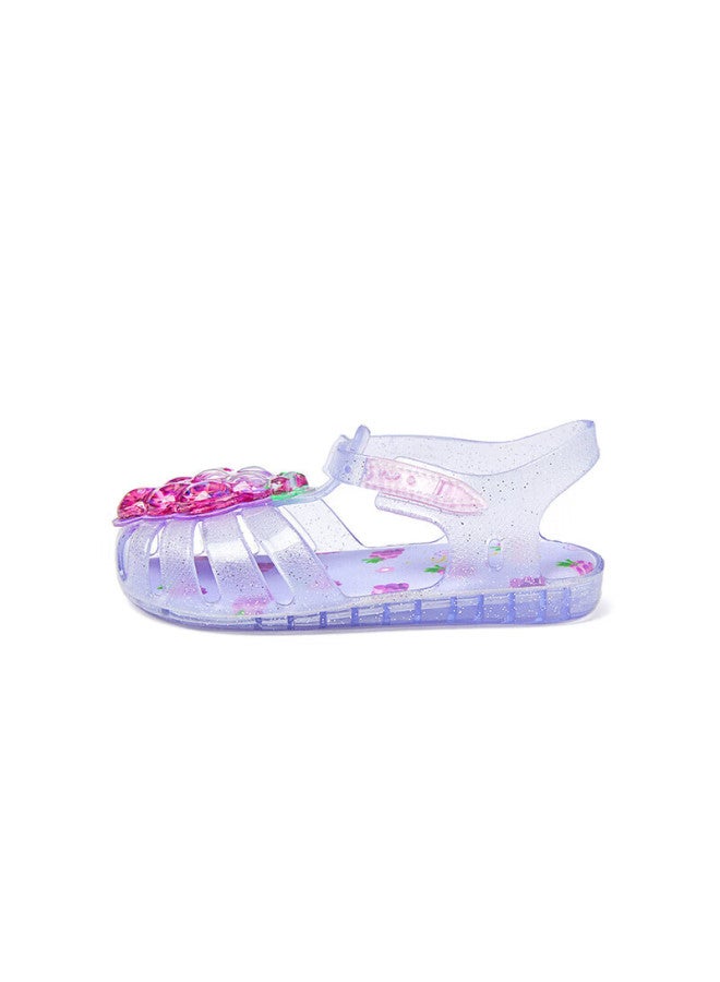 Snoffy Girls' Sandals, Summer Children's Jelly Shoes, Soft Sole, Anti-collision, Baby Closed-toe Sandals, Beach Shoes, Grape Purple, Size 28 - Image 2