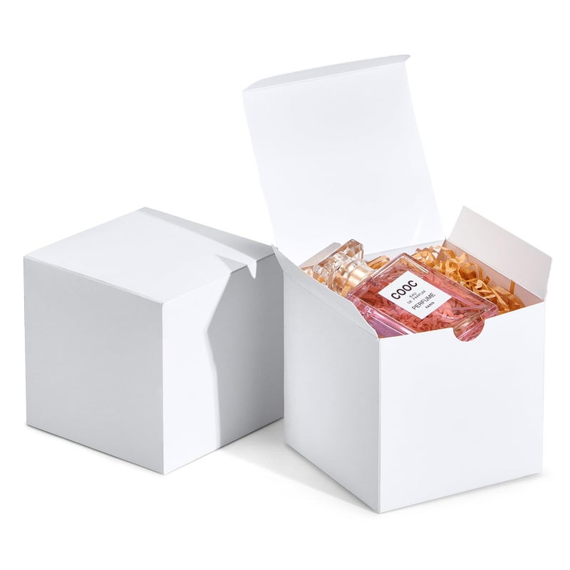 MESHA 4x4x4 White Gift Boxes 50 PC Bulk Small Gift Box with Lids Kraft Paper Boxes for Presents White Bridesmaid Proposal Box for Packaging - Image 3