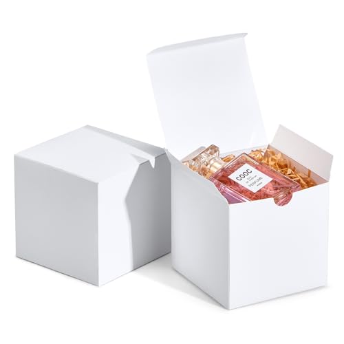 MESHA 4x4x4 White Gift Boxes 50 PC Bulk Small Gift Box with Lids Kraft Paper Boxes for Presents White Bridesmaid Proposal Box for Packaging - Image 2