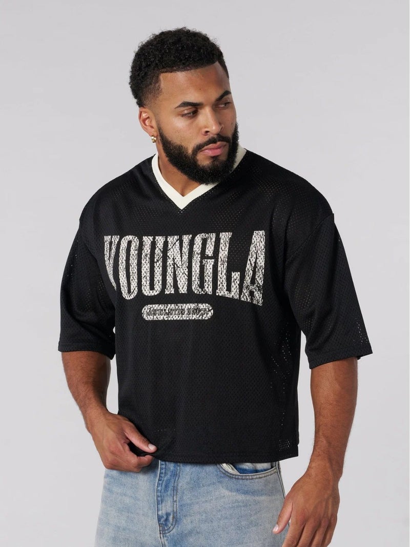 Youngla American Style Trendy Brand Oversized T-Shirt Men'S Sports Fitness Quick-Drying Breathable Large Mesh Printed Short-Sleeved Top - Image 2