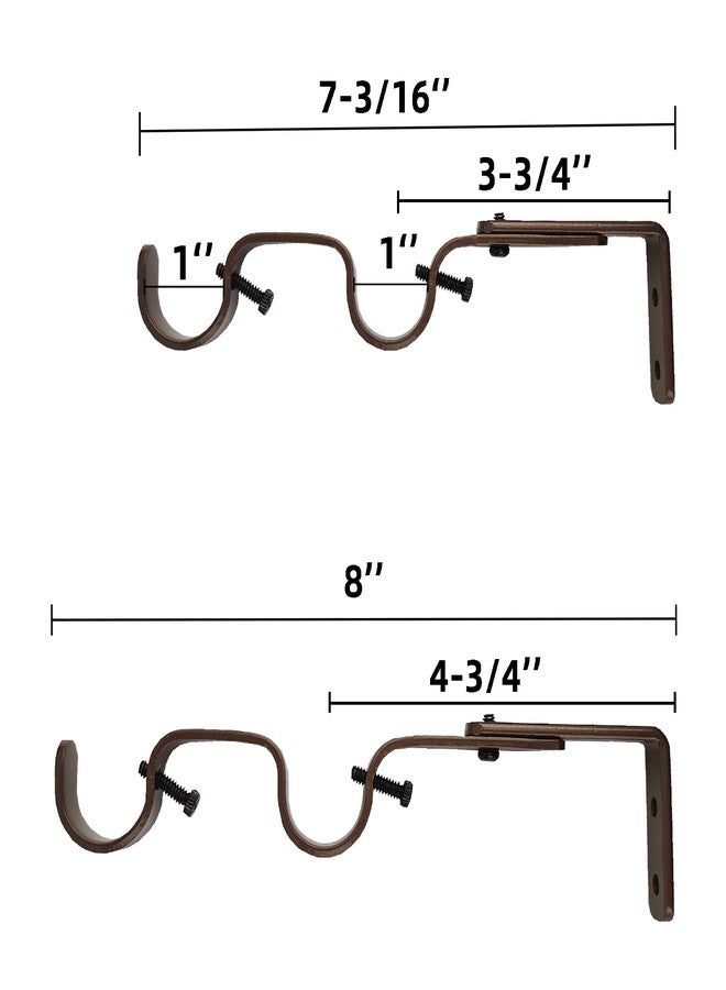 Kowibcl Heavy Duty Curtain Rod Brackets, Fits up to 1 inch Rods, Adjustable Double Curtain Rod Holders, Set of 6, Bronze - Image 3