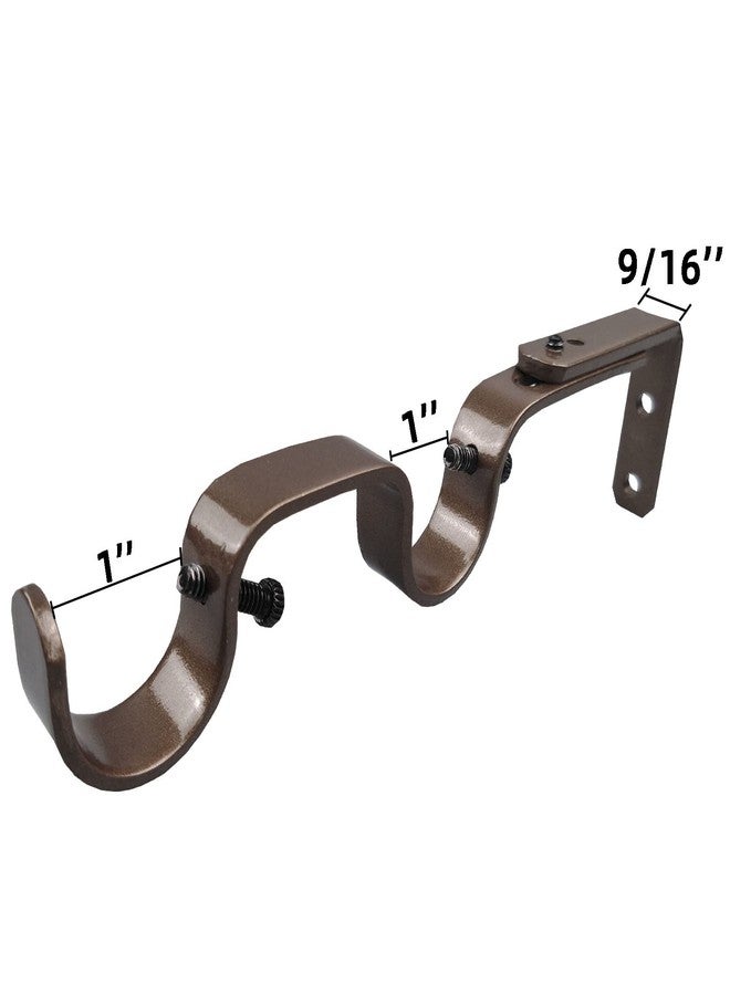 Kowibcl Heavy Duty Curtain Rod Brackets, Fits up to 1 inch Rods, Adjustable Double Curtain Rod Holders, Set of 6, Bronze - Image 2