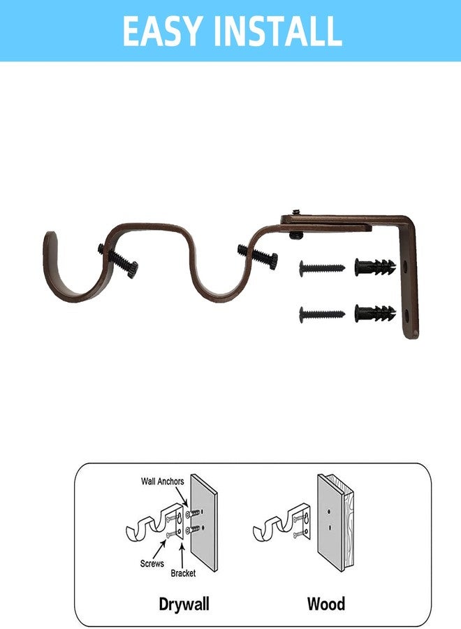 Kowibcl Heavy Duty Curtain Rod Brackets, Fits up to 1 inch Rods, Adjustable Double Curtain Rod Holders, Set of 6, Bronze - Image 4