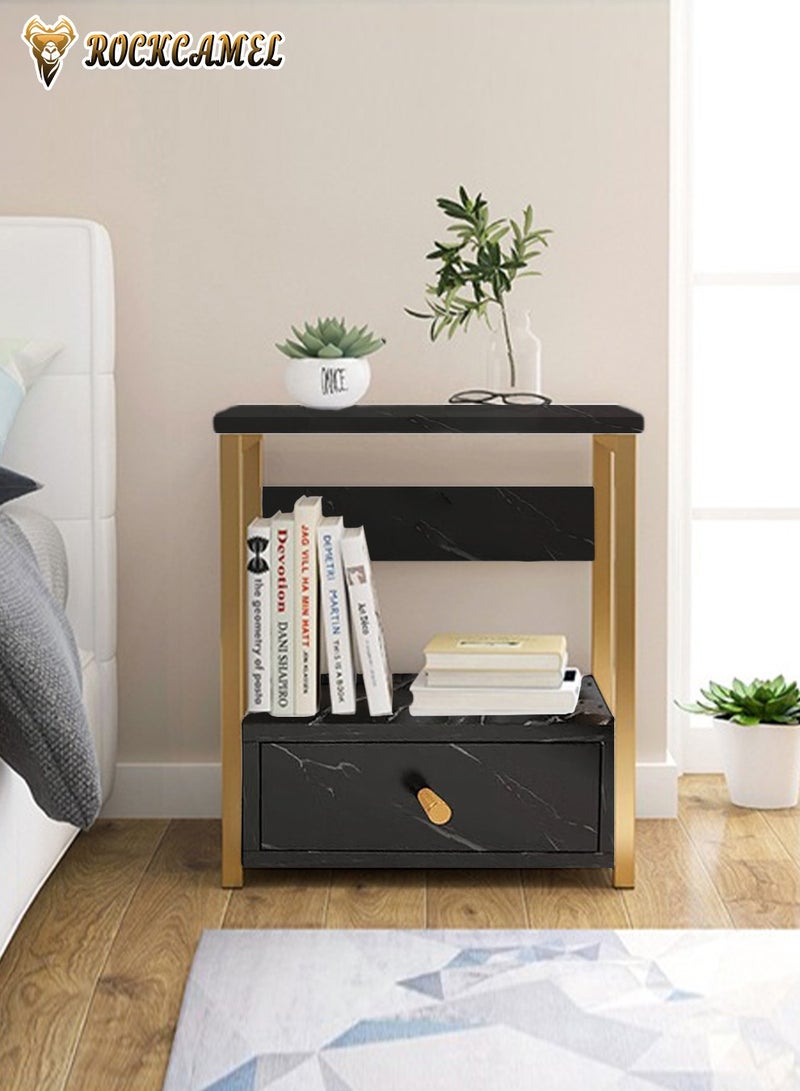 ROCKCAMEL Nightstand With Drawer, Bedside Table, Wood End Table, Modern Night Stand for Bedroom, Closet, Entryway, College Dorm - Image 2