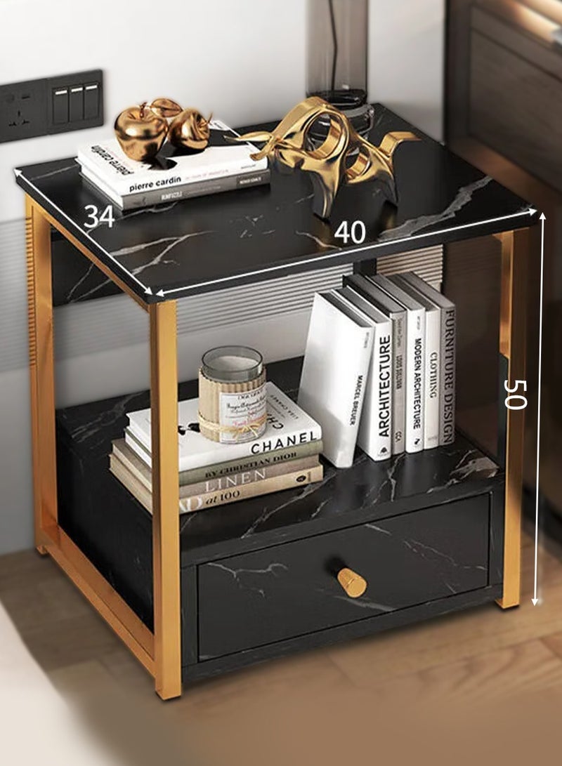 ROCKCAMEL Nightstand With Drawer, Bedside Table, Wood End Table, Modern Night Stand for Bedroom, Closet, Entryway, College Dorm - Image 3